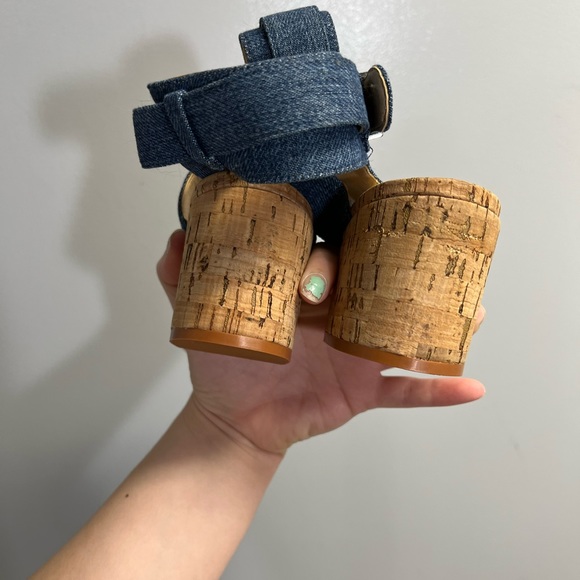 Schultz Denim Strappy Ankle Block Heel Sandal - 8.5 No Box - Picture 5 of 7